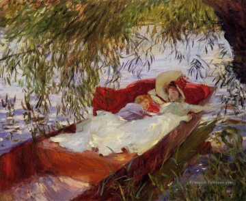 Deux femmes endormies dans une plate sous les saules John Singer Sargent Peinture à l'huile